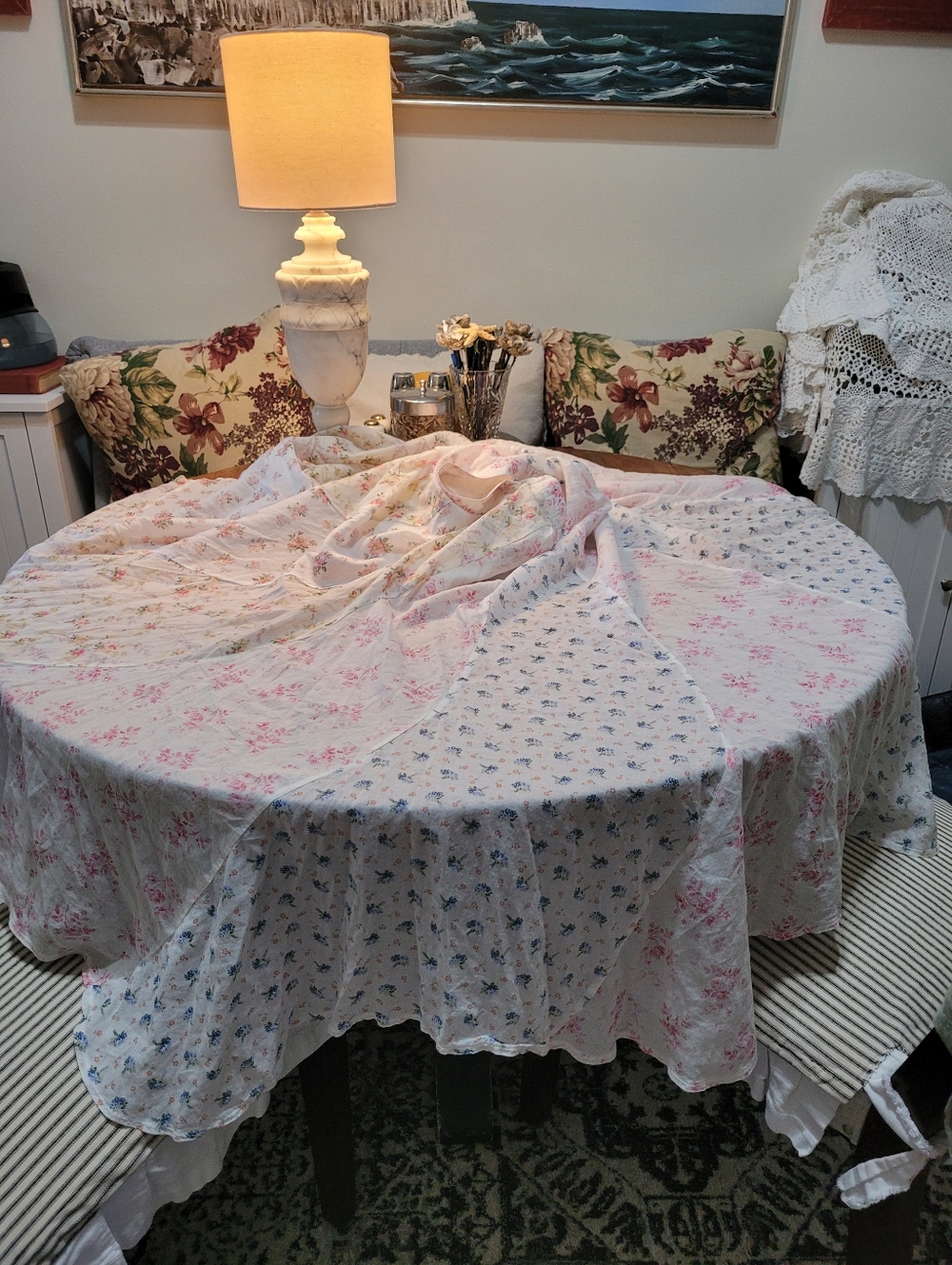 Polo Ralph Lauren Patchwork Quilt Floral Cream Maxi Skirt with Soft Pink Print - Picture 15 of 15
